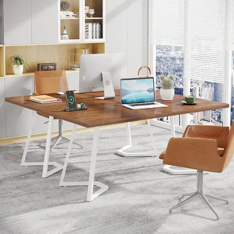 Modern Faux Marble Writing Desk with Gold Metal Frame White