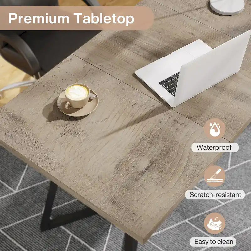 Modern Faux Marble Writing Desk with Gold Metal Frame White