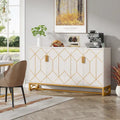 White Gold Mid-Century Modern Sideboard Storage Cabinet Patterned Doors Adjustable Shelf