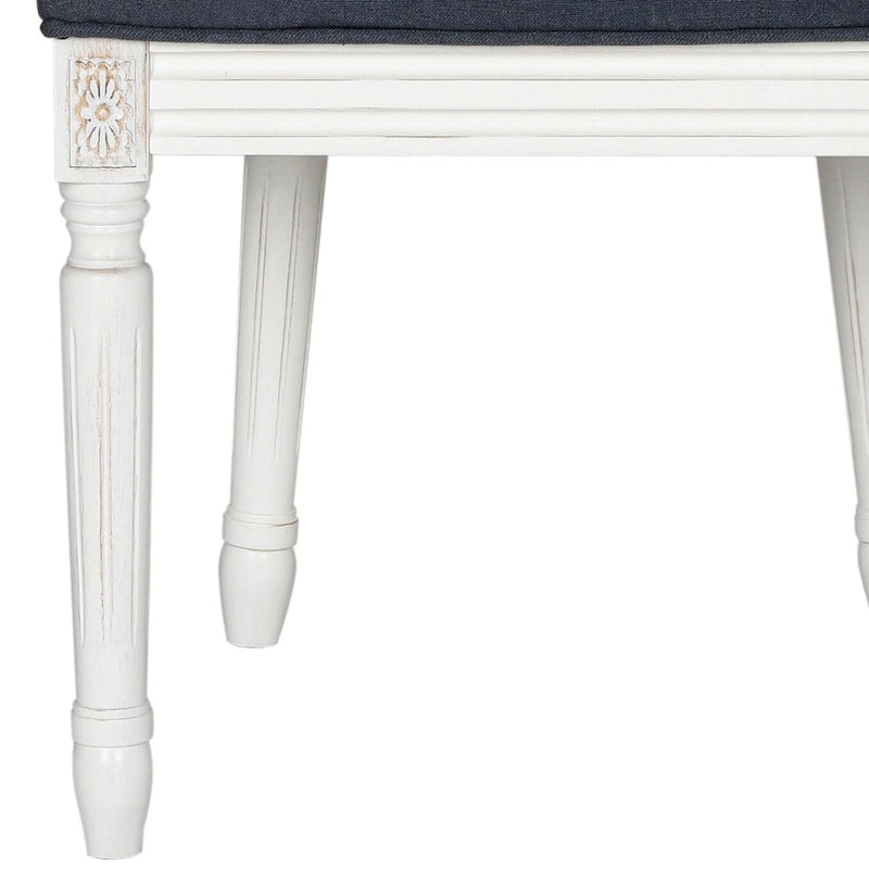 Oval Back Upholstered Dining Chair Classic Carved Wood Frame Black Cream