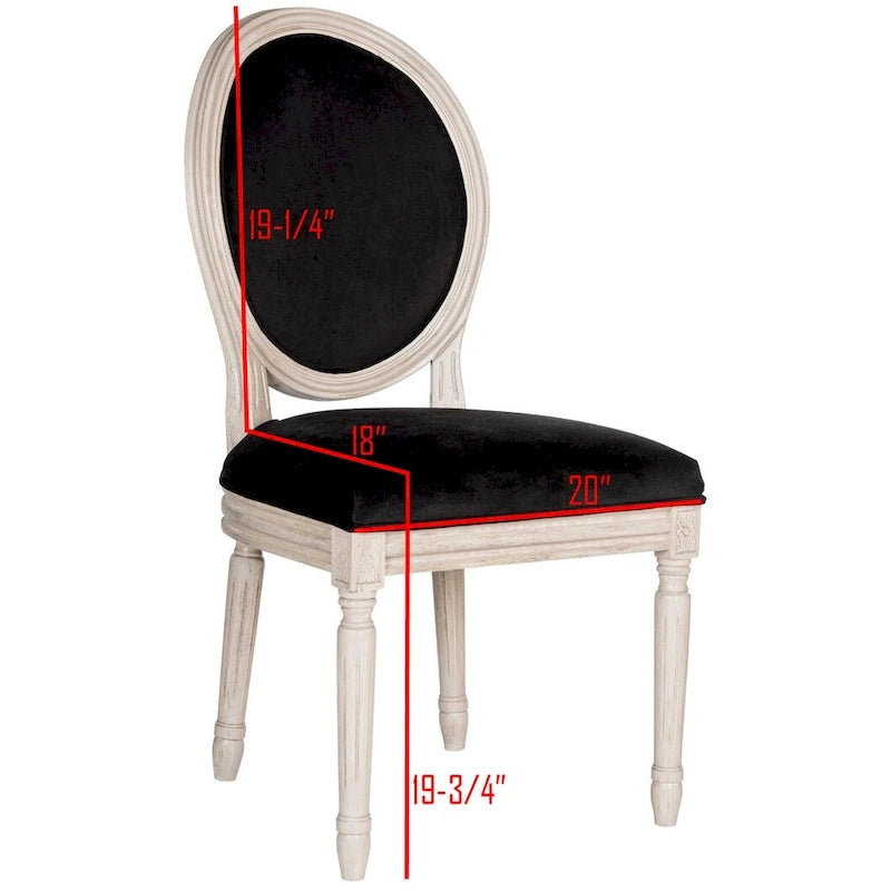 Oval Back Upholstered Dining Chair Classic Carved Wood Frame Black Cream