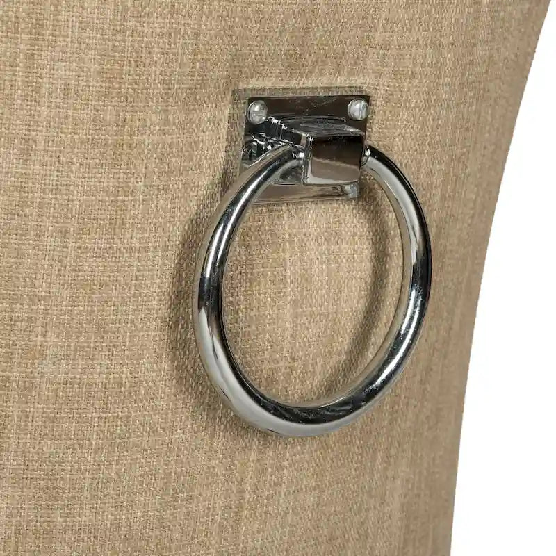 Beige Linen Button Tufted Dining Chair Nailhead Espresso Legs