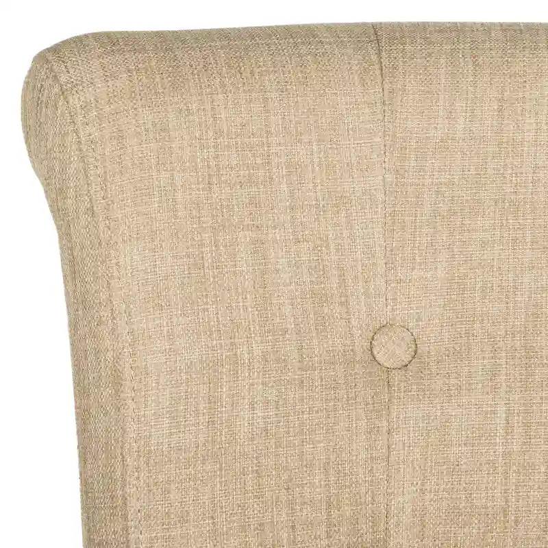 Beige Linen Button Tufted Dining Chair Nailhead Espresso Legs