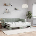 Light Gray Velvet Upholstered Daybed Sofa with Pull-Out Sleeper