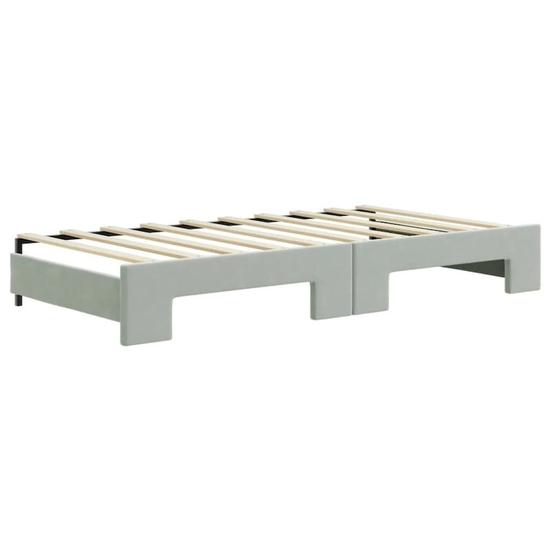 Light Gray Velvet Upholstered Daybed Sofa with Pull-Out Sleeper