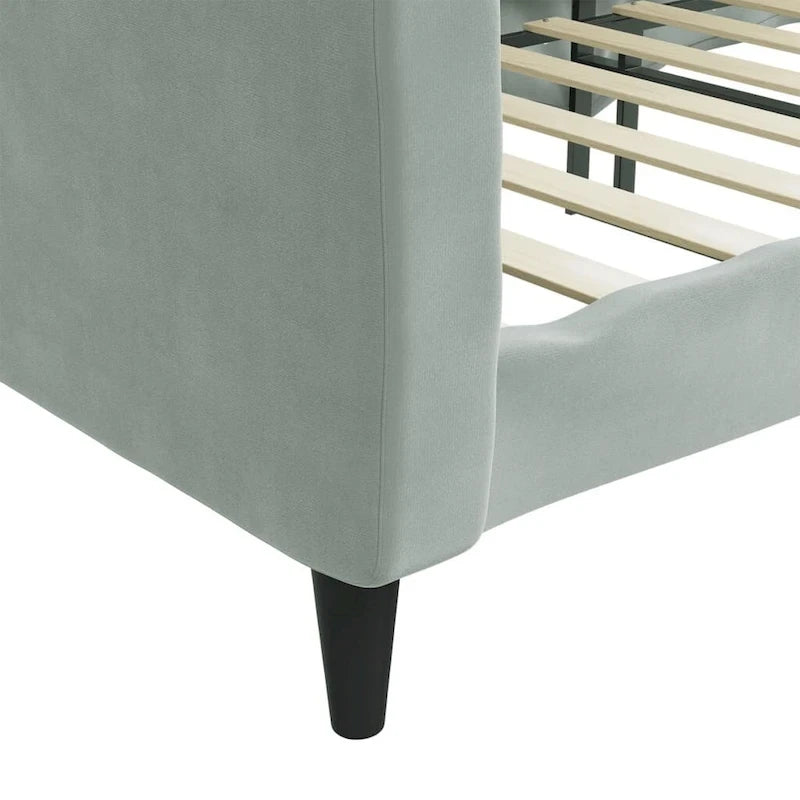 Light Gray Velvet Upholstered Daybed Sofa with Pull-Out Sleeper