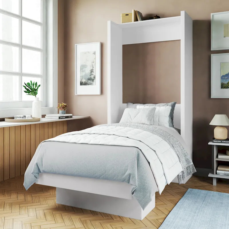 Twin Wall Murphy Bed with Display Shelf and Easy Lift System, Multi-Color