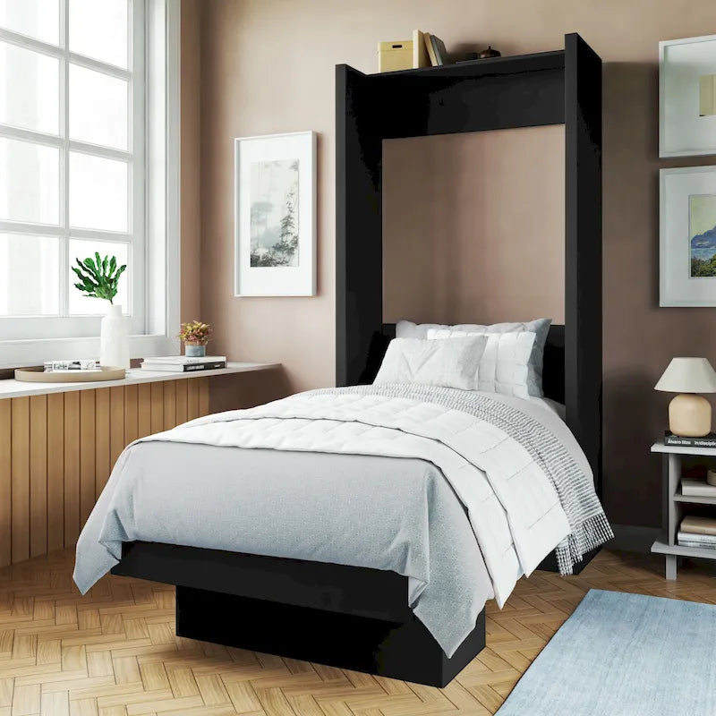 Twin Wall Murphy Bed with Display Shelf and Easy Lift System, Multi-Color
