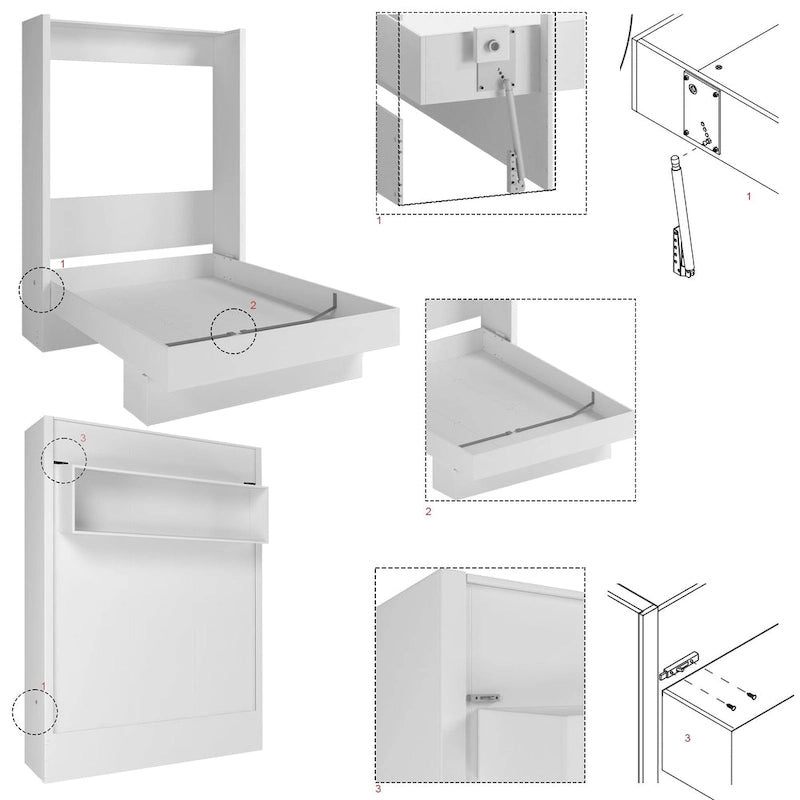 Twin Wall Murphy Bed with Display Shelf and Easy Lift System, Multi-Color