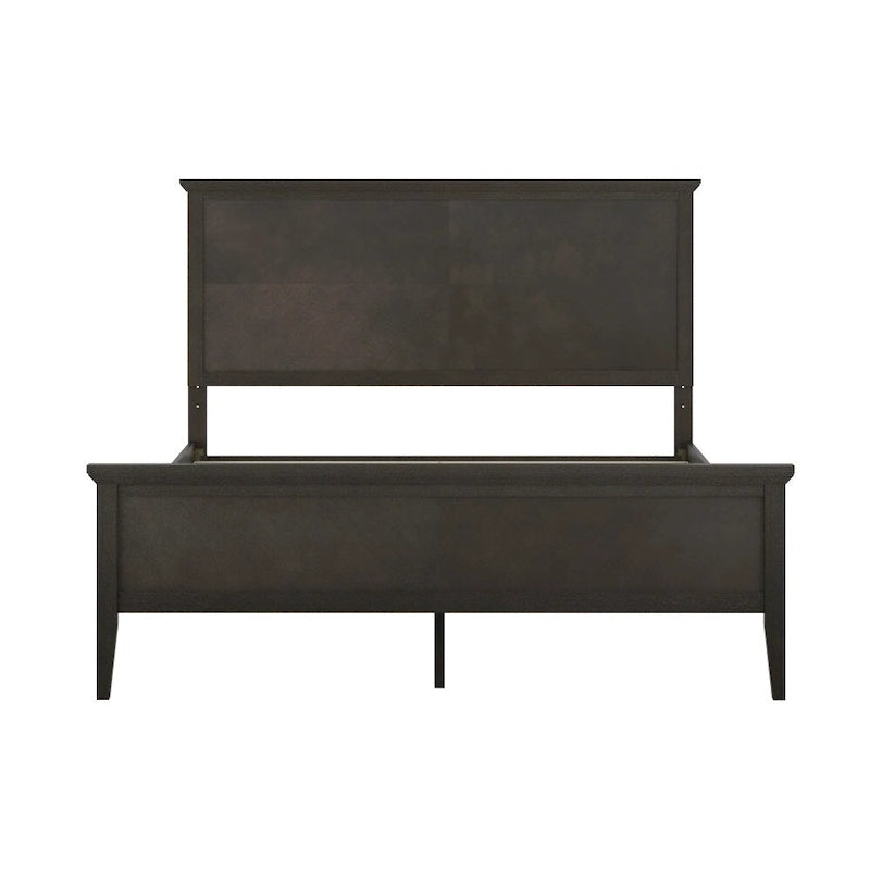 Solid Wood Slat Platform Bed Frame Adjustable Glides Dark Gray Light Brown