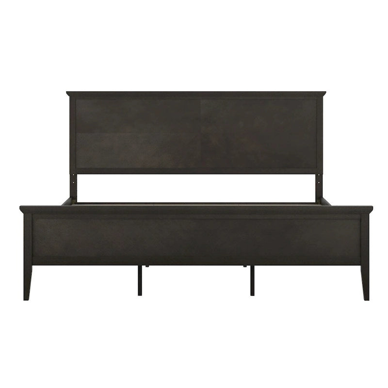 Solid Wood Slat Platform Bed Frame Adjustable Glides Dark Gray Light Brown
