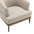 Two-tone Linen PU Barrel Accent Chair Metal Legs Mustard Green Burnt Orange
