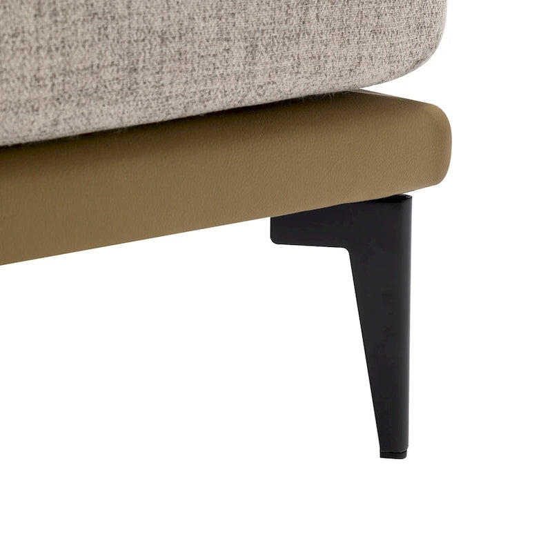 Two-tone Linen PU Barrel Accent Chair Metal Legs Mustard Green Burnt Orange