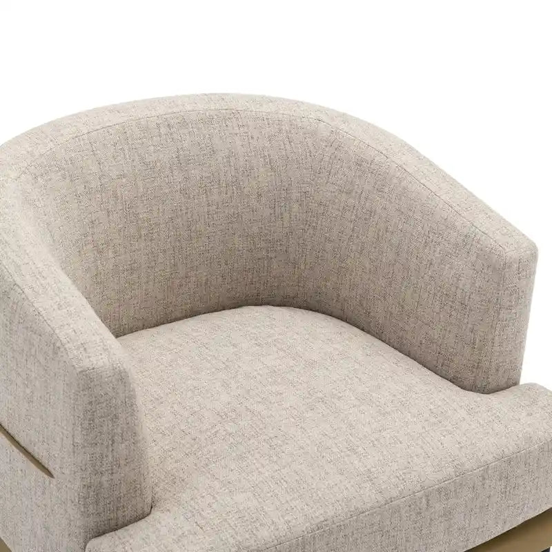 Two-tone Linen PU Barrel Accent Chair Metal Legs Mustard Green Burnt Orange