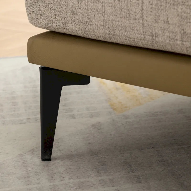Two-tone Linen PU Barrel Accent Chair Metal Legs Mustard Green Burnt Orange