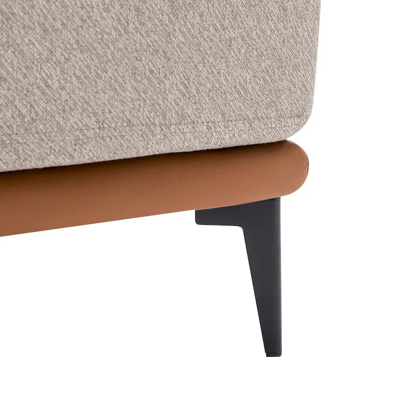 Two-tone Linen PU Barrel Accent Chair Metal Legs Mustard Green Burnt Orange