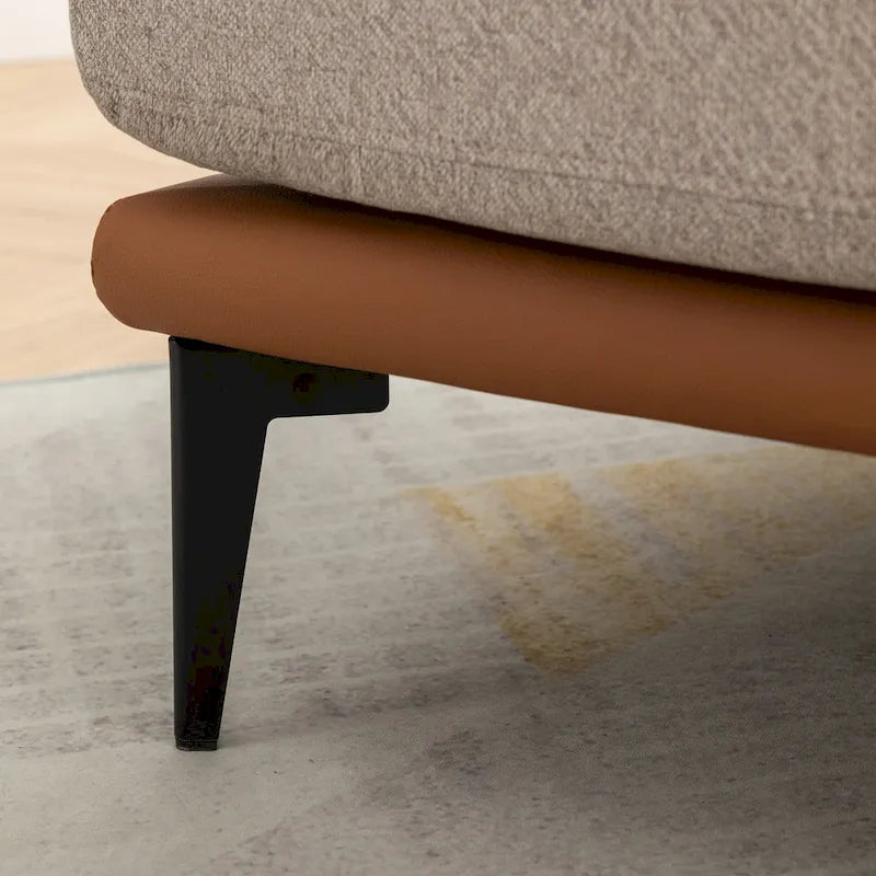 Two-tone Linen PU Barrel Accent Chair Metal Legs Mustard Green Burnt Orange