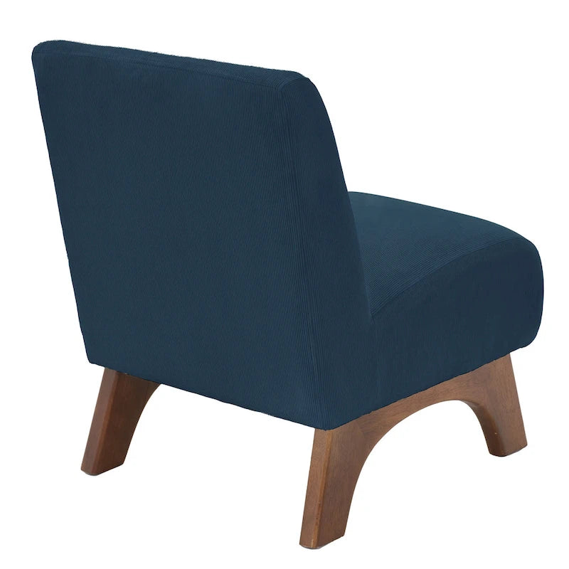 Armless Corduroy Accent Chair Tufted Back Solid Wood Arched Legs Multi-Color