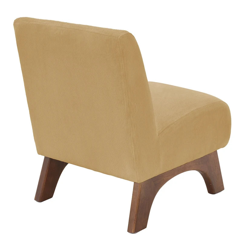 Armless Corduroy Accent Chair Tufted Back Solid Wood Arched Legs Multi-Color