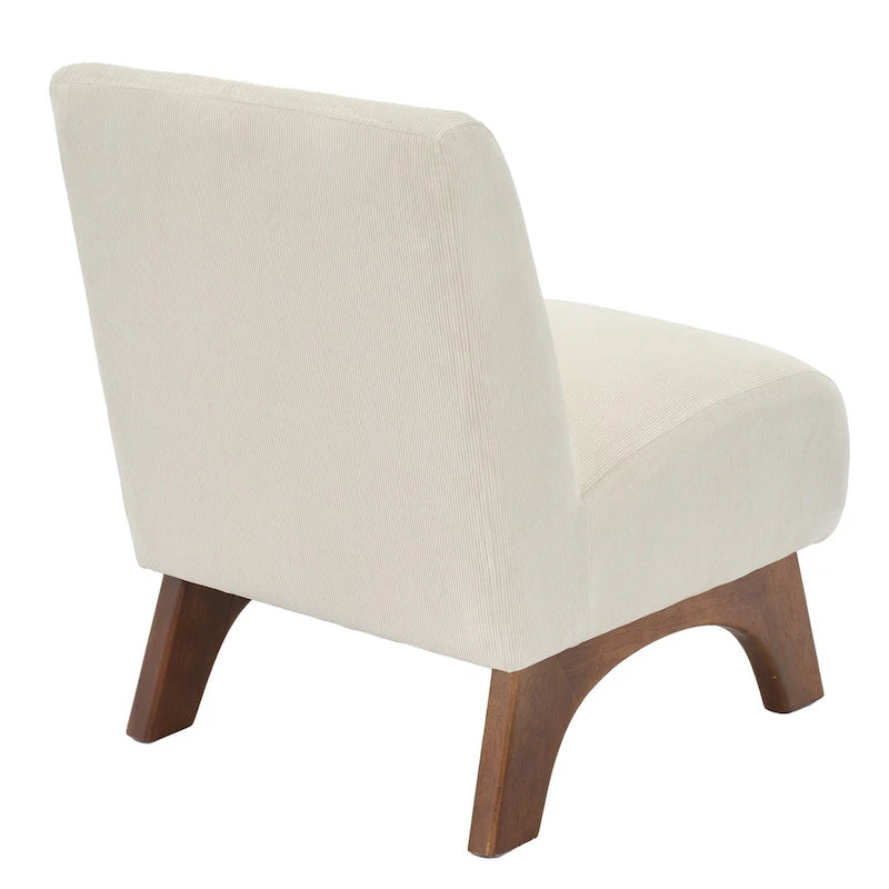 Armless Corduroy Accent Chair Tufted Back Solid Wood Arched Legs Multi-Color