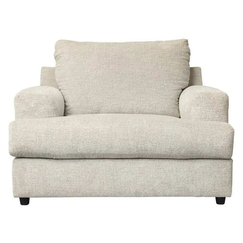 Light Beige Polyester Upholstered Oversized Accent Chair with T Cushioned Seat
