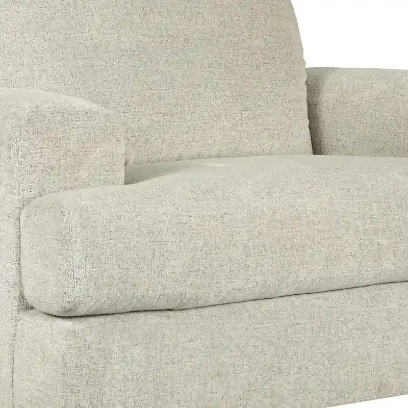 Light Beige Polyester Upholstered Oversized Accent Chair with T Cushioned Seat