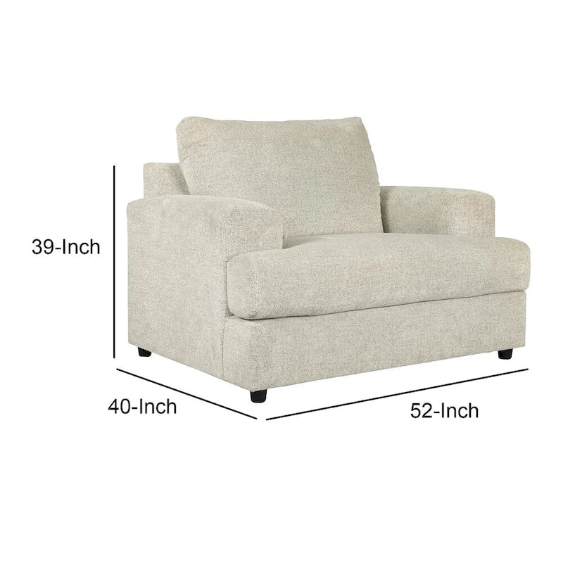Light Beige Polyester Upholstered Oversized Accent Chair with T Cushioned Seat