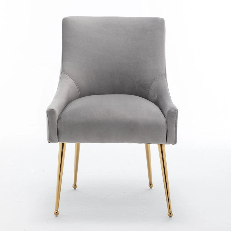 Velvet Upholstered Dining Chair with Gold Metal Legs Modern Glam Style