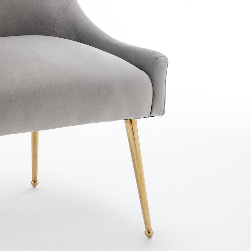 Velvet Upholstered Dining Chair with Gold Metal Legs Modern Glam Style