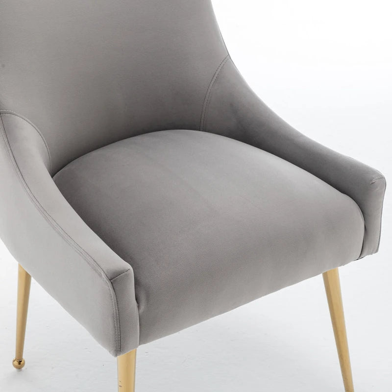 Velvet Upholstered Dining Chair with Gold Metal Legs Modern Glam Style