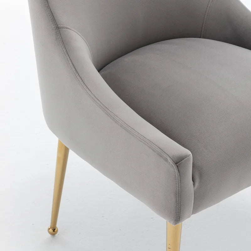 Velvet Upholstered Dining Chair with Gold Metal Legs Modern Glam Style