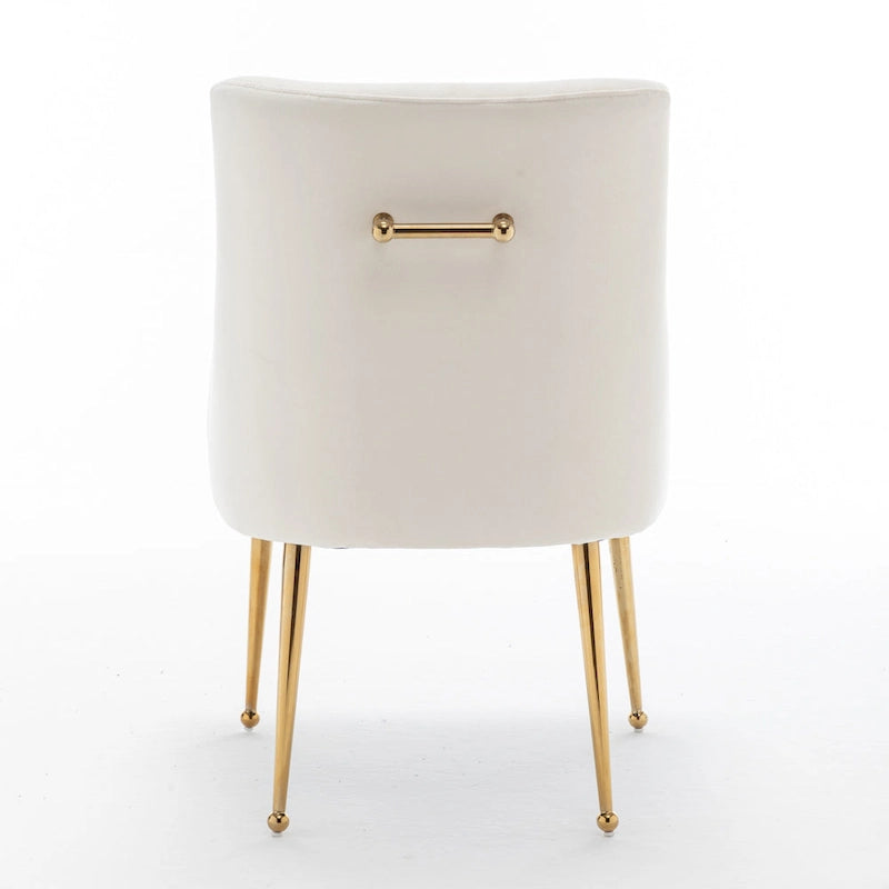 Velvet Upholstered Dining Chair with Gold Metal Legs Modern Glam Style