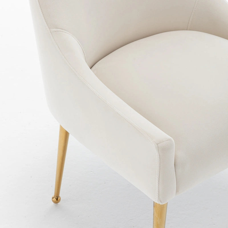 Velvet Upholstered Dining Chair with Gold Metal Legs Modern Glam Style