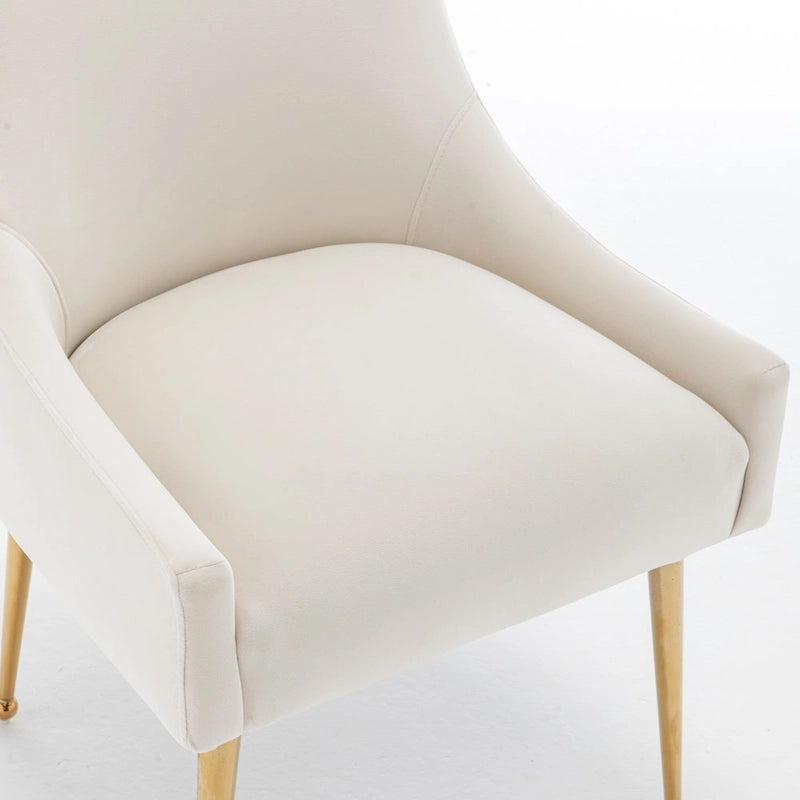 Velvet Upholstered Dining Chair with Gold Metal Legs Modern Glam Style