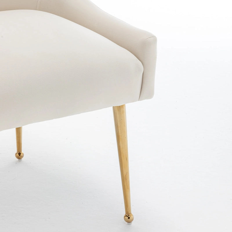 Velvet Upholstered Dining Chair with Gold Metal Legs Modern Glam Style
