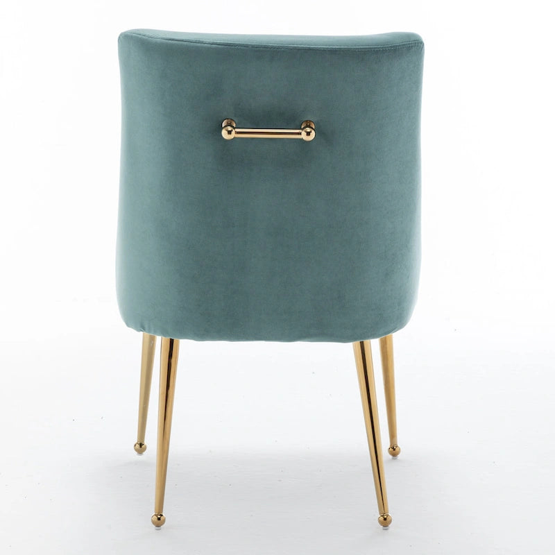 Velvet Upholstered Dining Chair with Gold Metal Legs Modern Glam Style