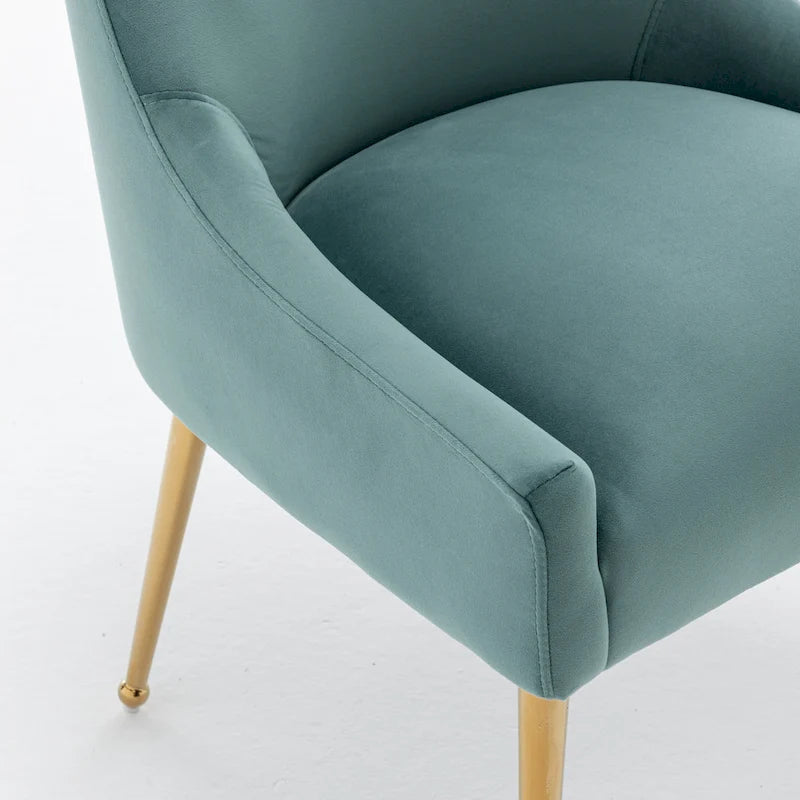 Velvet Upholstered Dining Chair with Gold Metal Legs Modern Glam Style