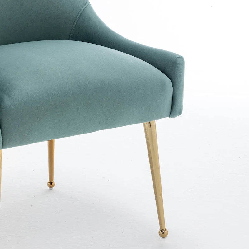 Velvet Upholstered Dining Chair with Gold Metal Legs Modern Glam Style