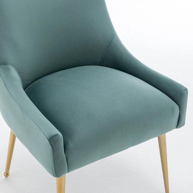 Velvet Upholstered Dining Chair with Gold Metal Legs Modern Glam Style