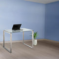 Somette Contemporary Small Computer Desk with Glass Top