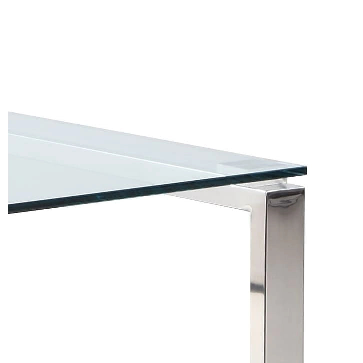Clear Tempered Glass Top Computer Desk with Polished Steel Legs