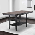 Counter Height Table with 2 Open Shelves, Dark Brown