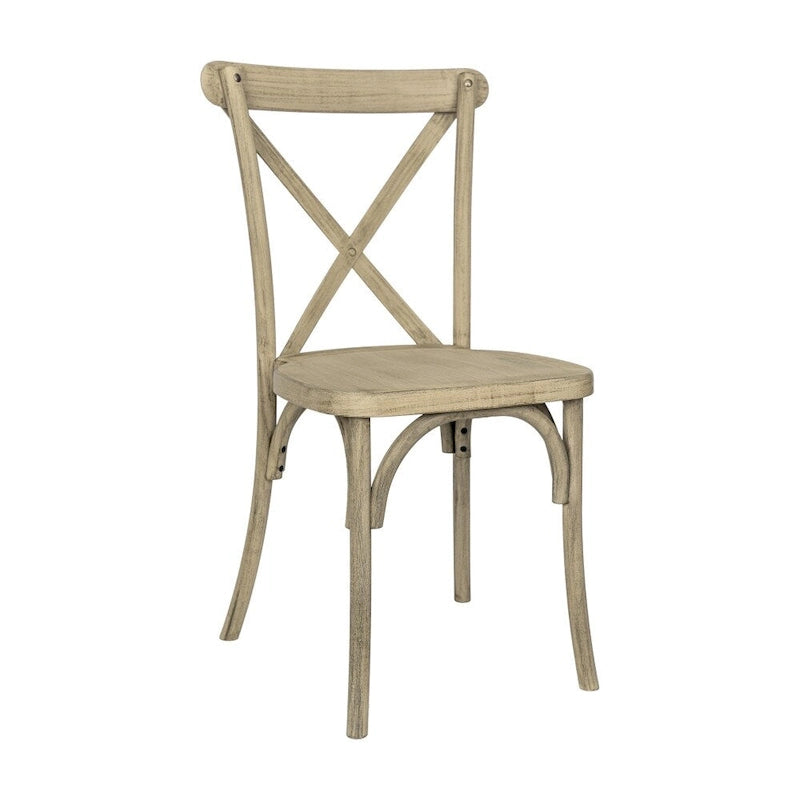 Cross Back Resin Dining Chair Indoor Outdoor Weather Resistant Classic Wood Look