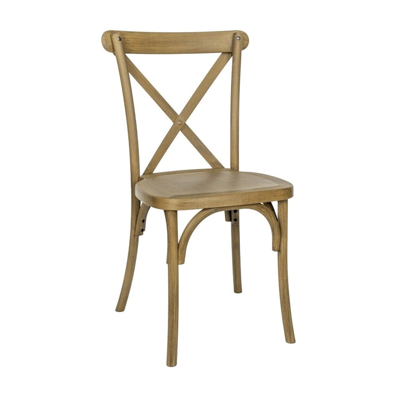 Cross Back Resin Dining Chair Indoor Outdoor Weather Resistant Classic Wood Look