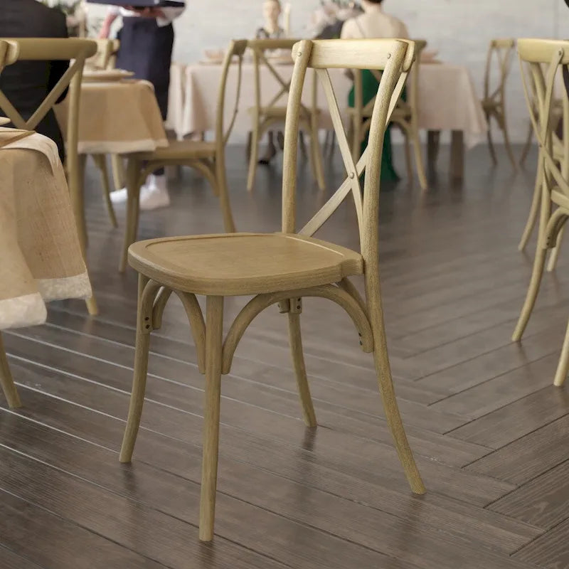 Cross Back Resin Dining Chair Indoor Outdoor Weather Resistant Classic Wood Look