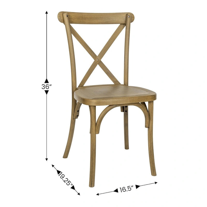Cross Back Resin Dining Chair Indoor Outdoor Weather Resistant Classic Wood Look