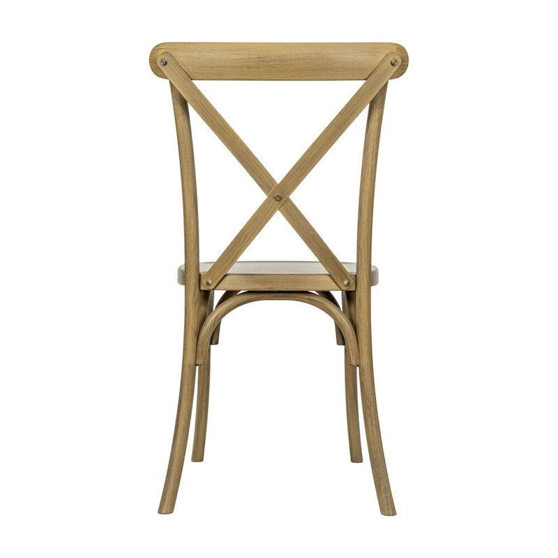 Cross Back Resin Dining Chair Indoor Outdoor Weather Resistant Classic Wood Look