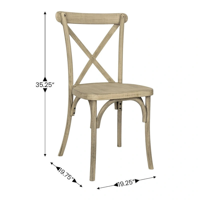 Cross Back Resin Dining Chair Indoor Outdoor Weather Resistant Classic Wood Look