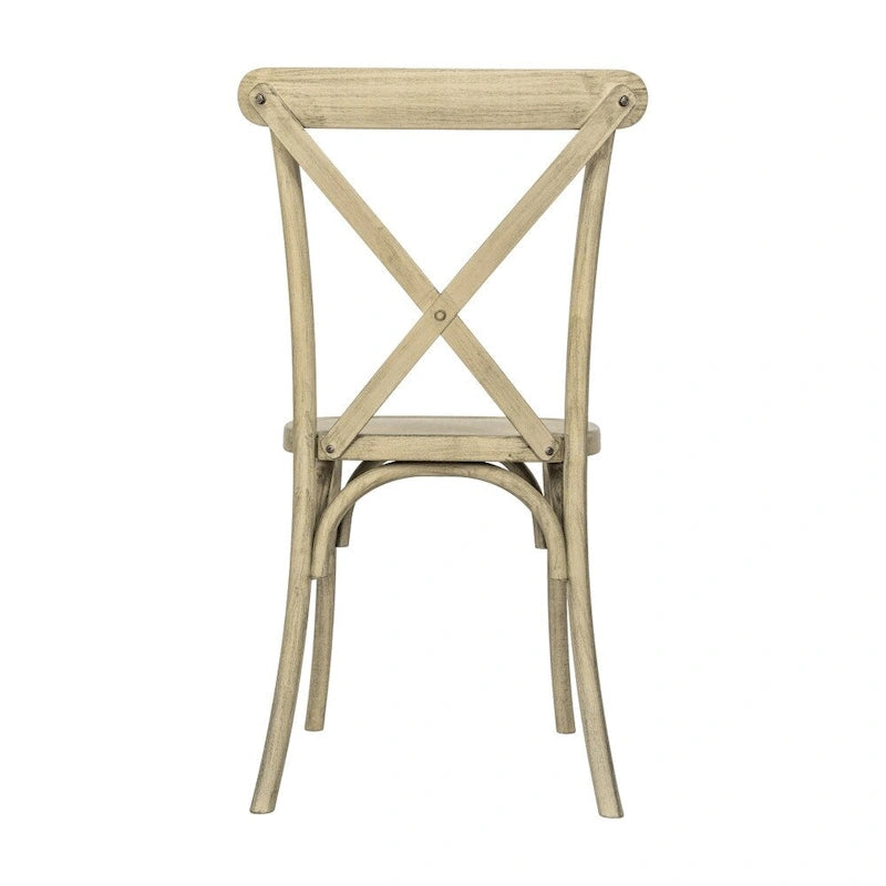 Cross Back Resin Dining Chair Indoor Outdoor Weather Resistant Classic Wood Look