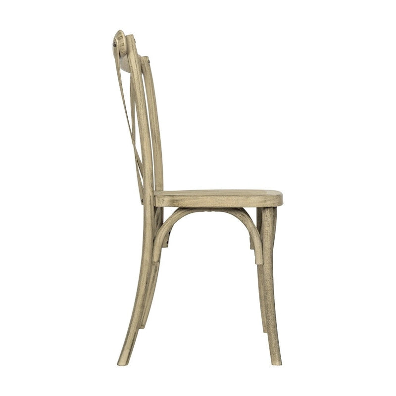 Cross Back Resin Dining Chair Indoor Outdoor Weather Resistant Classic Wood Look